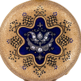 Swiss 18k gold, enamel and diamond-set fob watch Circa 1870