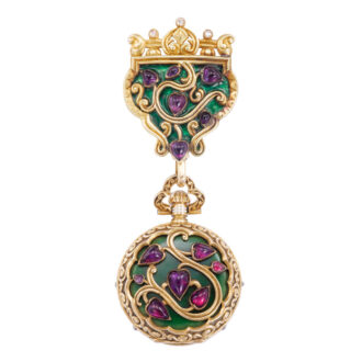 Fine Swiss gold brooch watch in Byzantine style Circa 1895