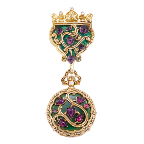 Fine Swiss gold brooch watch in Byzantine style Circa 1895