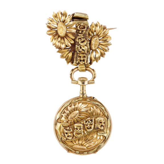 Unusual Swiss gold fob watch with matching bow Circa 1890