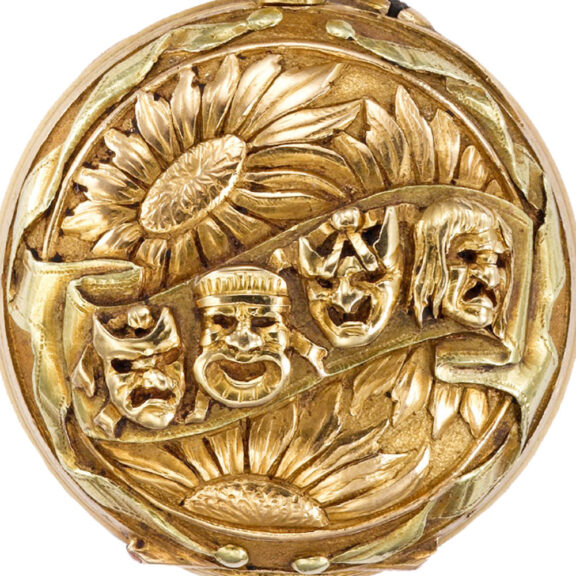 Unusual Swiss gold fob watch with matching bow Circa 1890 Unusual Swiss gold fob watch with matching bow Circa 1890
