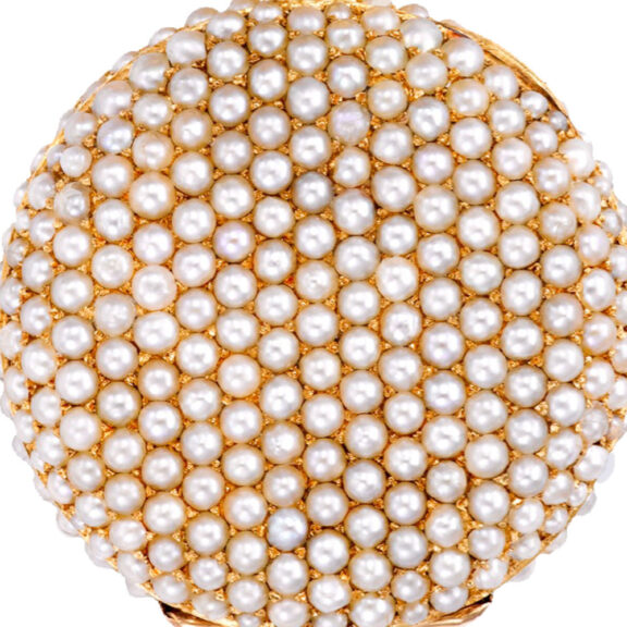 Swiss gold and pearl-set pendant brooch watch Circa 1900 Swiss gold and pearl-set pendant brooch watch Circa 1900
