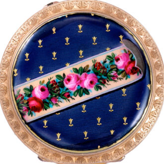 Swiss 14k pink gold and blue enamel lady's pocket watch Circa 1888