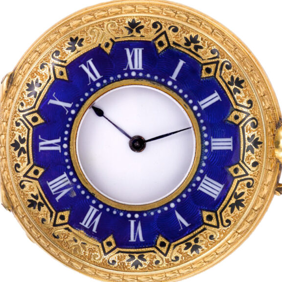 Swiss gold and guilloche enamel half-hunter pocket watch Circa 1900 Swiss gold and guilloche enamel half-hunter pocket watch Circa 1900