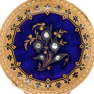 Swiss gold and guilloche enamel half-hunter pocket watch Circa 1900