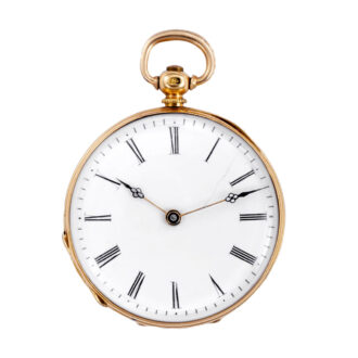 Swiss 18K yellow gold, enamel and diamond set watch Circa 1880