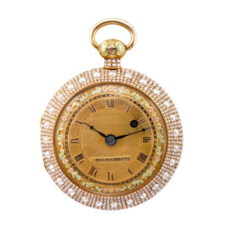 Swiss 18k gold and pearl-set verge pendant watch Circa 1830
