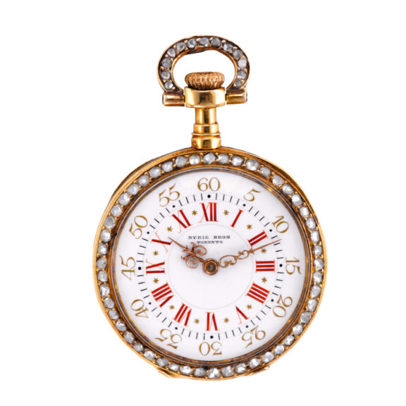 Swiss gold, enamel and diamond set lever watch Circa 1894 Swiss gold, enamel and diamond set lever watch Circa 1894