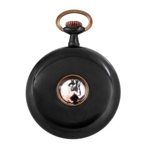 Swiss gunmetal pocket watch with passing erotic automata Circa 1901
