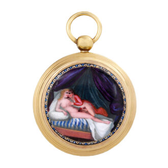 French gilt-metal verge with enamel erotic scene Circa 1820