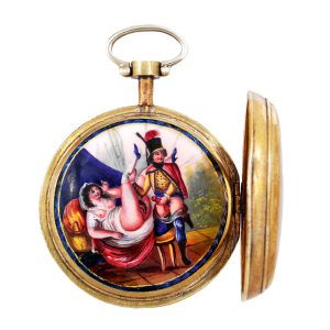 French gilt-metal verge with concealed erotic scene Circa 1800