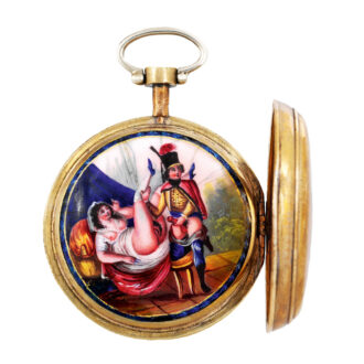 French gilt-metal verge with concealed erotic scene Circa 1800