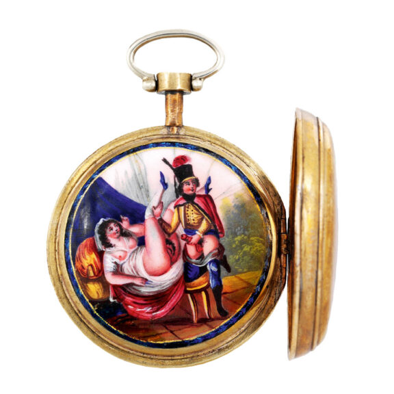 French gilt-metal verge with concealed erotic scene Circa 1800