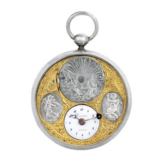 French silver watch with concealed erotic enamel scene Circa 1810