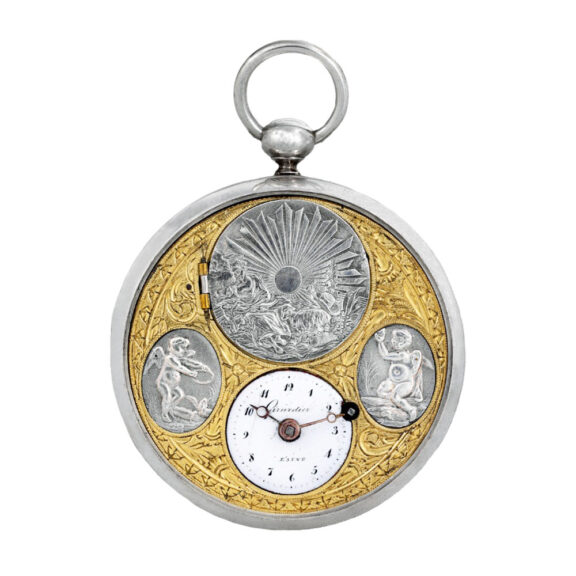 French silver watch with concealed erotic enamel scene Circa 1810 French silver watch with concealed erotic enamel scene Circa 1810