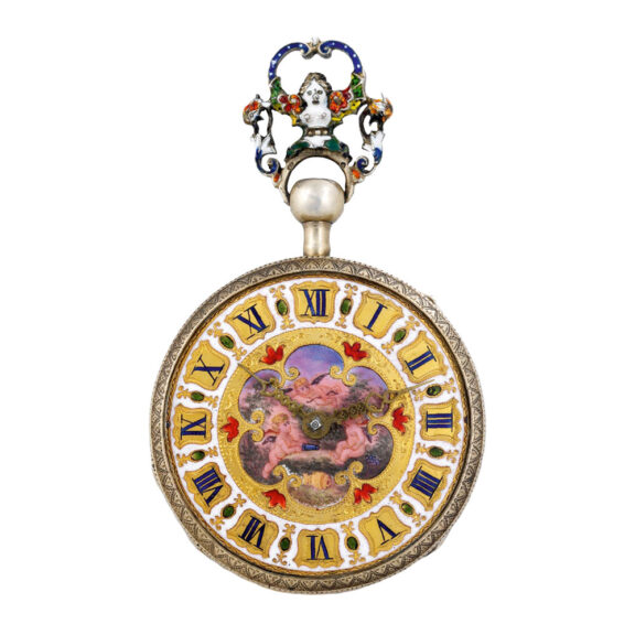 Austrian silver verge with three enamel erotic scenes Circa 1880