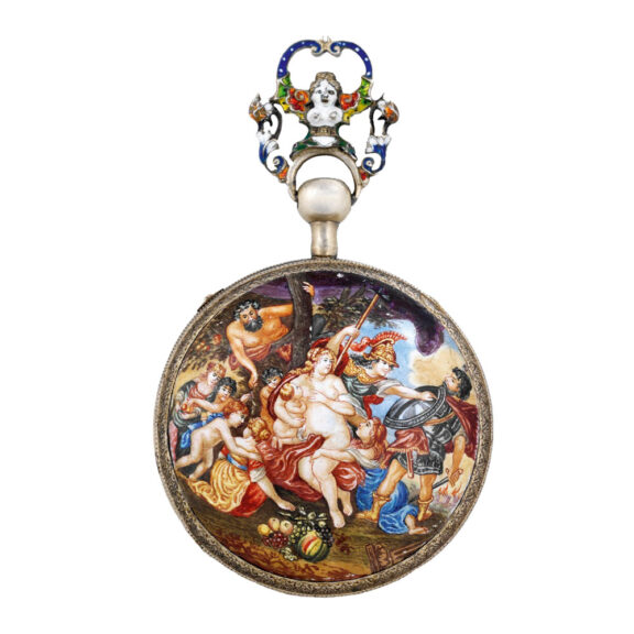 Austrian silver with three painted on enamel erotic scenes Circa 1880 Austrian silver with three painted on enamel erotic scenes Circa 1880