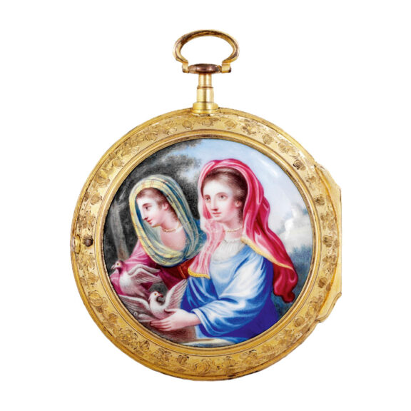 English gilt-brass verge with concealed erotic scene Circa 1790