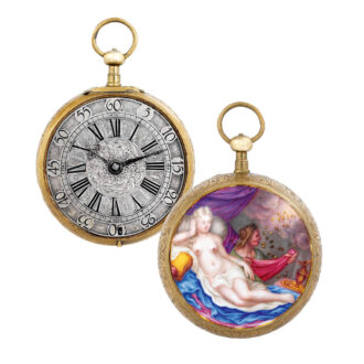Fine Swiss gilt and enamel open faced verge watch Circa 1700