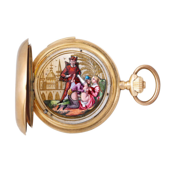 Swiss 14k gold erotic watch for the Russian market Circa 1890