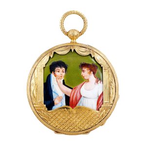 Amusing French gold watch with erotic hidden scene Circa 1820
