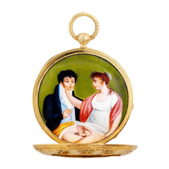 Amusing French gold watch with erotic hidden scene Circa 1820