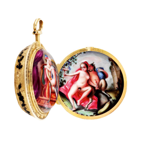 English gold erotic watch made for the Chinese market Circa 1775 English gold erotic watch made for the Chinese market Circa 1775