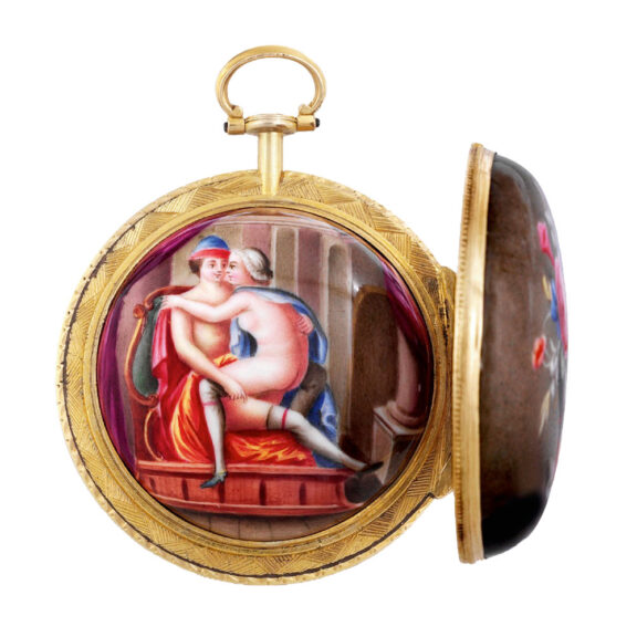 English gold erotic watch made for the Chinese market Circa 1775 English gold erotic watch made for the Chinese market Circa 1775