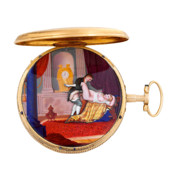 Swiss gold musical watch with hidden erotic scene Circa 1810 Swiss gold musical watch with hidden erotic scene Circa 1810