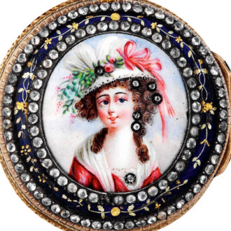 Swiss 18K gold, enamel and paste-set pair-cased pendant watch Circa 1780