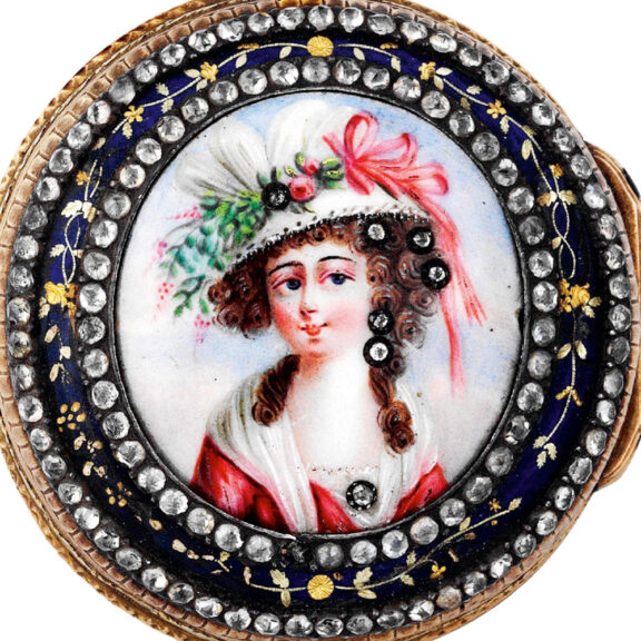 Swiss 18K gold, enamel and paste-set pair-cased pendant watch Circa 1780 Swiss 18K gold, enamel and paste-set pair-cased pendant watch Circa 1780