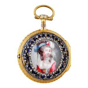 Swiss gilt-brass, enamel and paste-set pocket watch Circa 1780