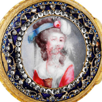 Swiss gilt-brass, enamel and paste-set pocket watch Circa 1780