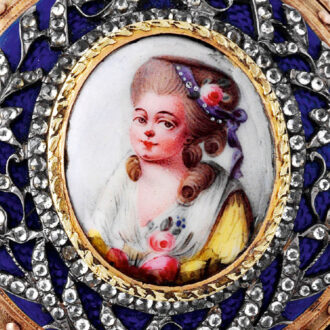 Swiss 18K gold, enamel and paste-set pendant watch Circa 1780