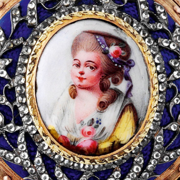 Swiss 18K gold, enamel and paste-set pendant watch Circa 1780 Swiss 18K gold, enamel and paste-set pendant watch Circa 1780