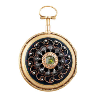 French gold, enamel and gem set watch with calendar Circa 1780