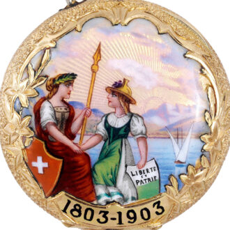 Elegant Swiss gold and enamel lady's pendant watch Circa 1903