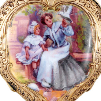 Swiss 14k gold, enamel heart-shaped lady's pendant watch Circa 1905