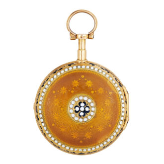Fine French, 18K gold and enamel lady's pendant watch Circa 1780