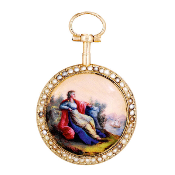 French gold, enamel and pearl-set lady's pendant watch Circa 1790