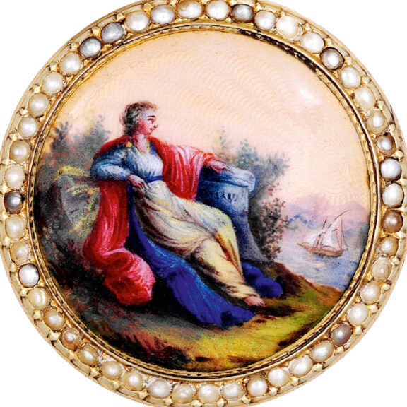 French gold, enamel and pearl-set lady's pendant watch Circa 1790 French gold, enamel and pearl-set lady's pendant watch Circa 1790