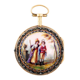 Swiss 18K gold, enamel and paste-set pocket watch Circa 1785