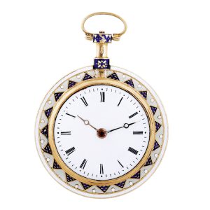 Swiss 18 carat gold and decorated enamel pocket watch Circa 1800