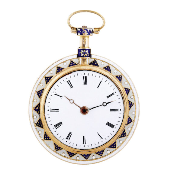 Swiss 18 carat gold and decorated enamel pocket watch Circa 1800
