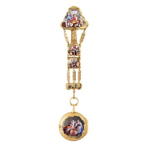 French gold repoussé watch with matching chatelaine Circa 1770