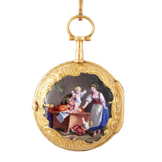 French gold repoussé watch with matching chatelaine Circa 1770