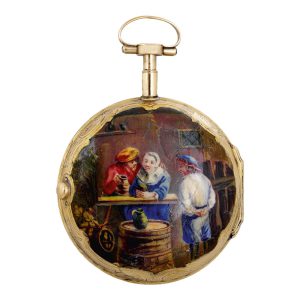 Fine French 20 carat gold open faced pocket watch Circa 1750