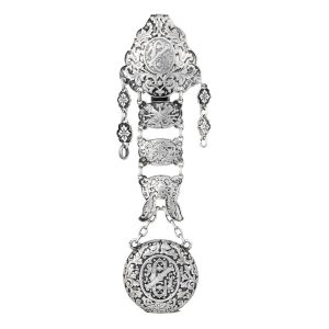 French silver half-hunter with matching chatelaine en suite Circa 1850