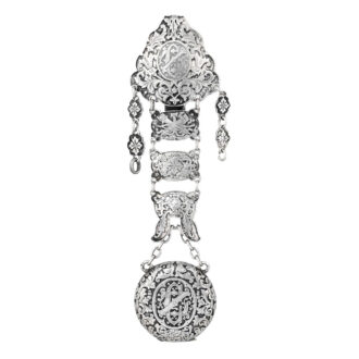 French silver half-hunter with matching chatelaine en suite Circa 1850