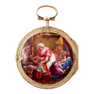 Very fine French 18k gold and enamel pocket watch Circa 1750